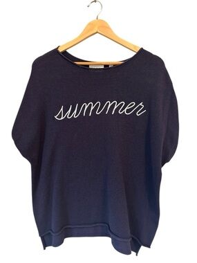 mia & tess Navy SUMMER Short Sleeve Sweater, Small